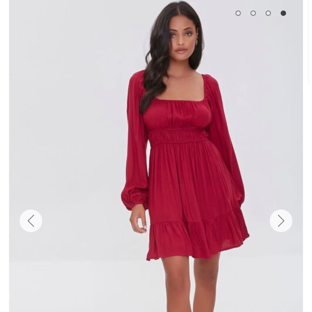 Forever 21 Peasant Mini Dress Burgundy Size Small NWT